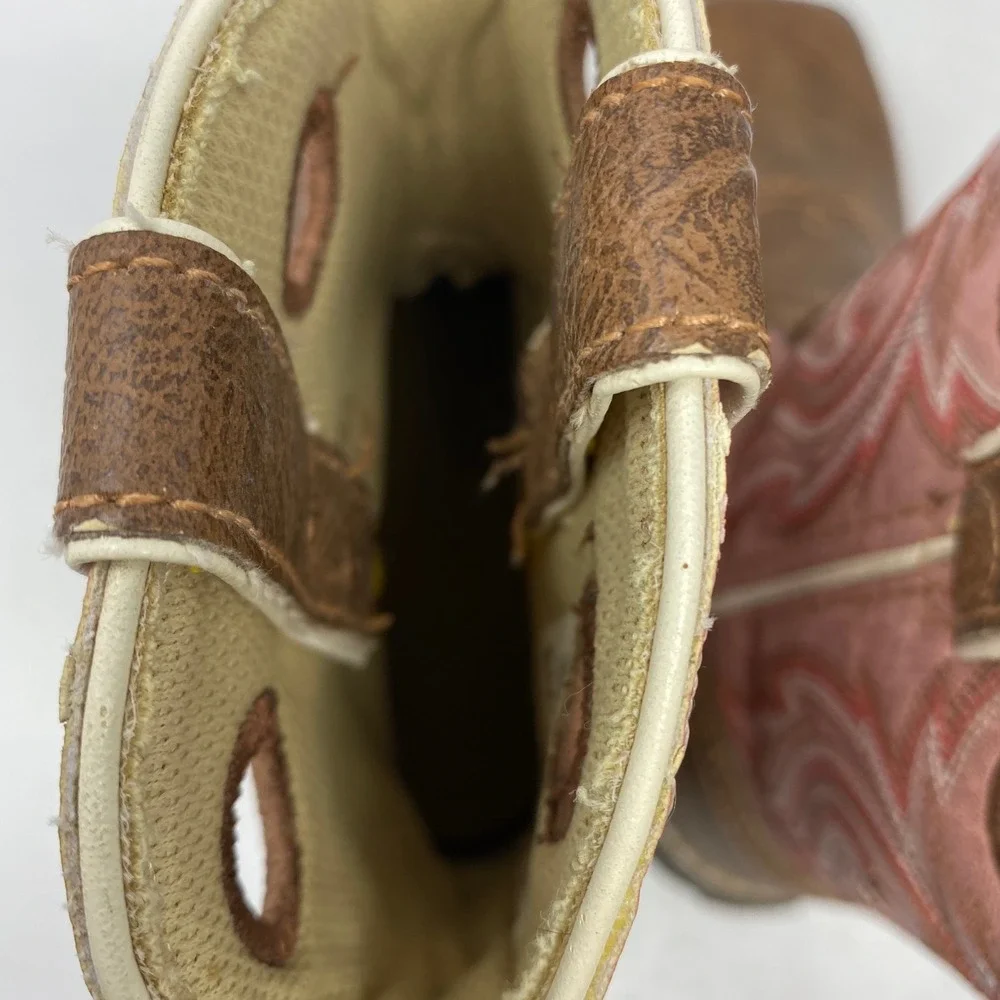 Durango Lil Durango Kids 8 Inch Western Boots Tan Pink BT287 Square Toe Size 11M